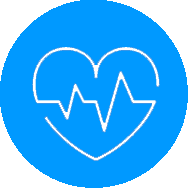 Blue heart and pulse-line icon